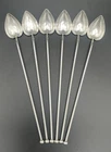 Wallace 75 g Sterling Silver Heart Straws Spoons Set 6 Mint Julep Excellent