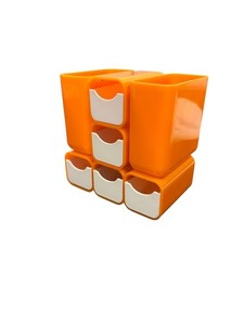 VINTAGE Atomic Orange Desk Caddy - Pencil Holder Organizer - Mod 70s Space Age