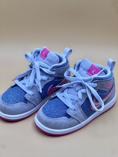 Kleinkind Jordan 1 Mid SE "Denim Sequin" Cobalt Bliss/Pink Glow-White HQ2000 - Bild 1 von 9