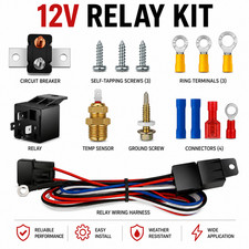 40 Amp Electric Radiator Cooling Fan Relay Kit Thermostat Temp Control Switch 40 Amp Electric Radiator Cooling Fan Relay Kit Thermostat Temp Control Switch
