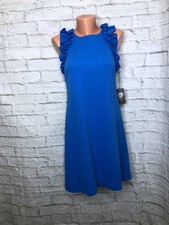 Vince Camuto 8 Dress Blue sleeveless ruffle accent knee length NEW With Tags