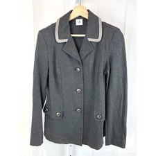 CABI Size S Tipped Crew Blazer Jacket Stretch Ponte Knit Style 3030 Gray