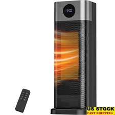 1500W Space Heater W/ Remote Control 70° Oscillation Timer Tip-Over Protection