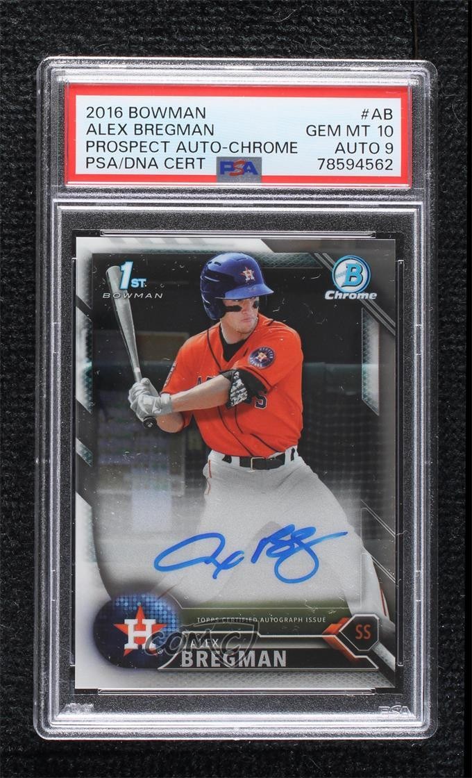PSA/DNA 2016 Bowman Chrome Prospect Alex Bregman PSA/DNA 10 GEM MT Auto 0ny1