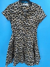 Zara Womens Animal Leopard Print Button-Down Dress Size XS