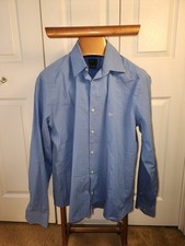 Lacoste Mens Slim Fit Blue Button Down Dress Shirt