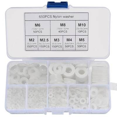 #ad 650 Pcs White Nylon Flat Washer Assortment Kit round Flat Nylon Washers for Hou $10.90