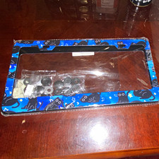Blue Patterned License Plate Frame With Mounting Hardware Year 2023