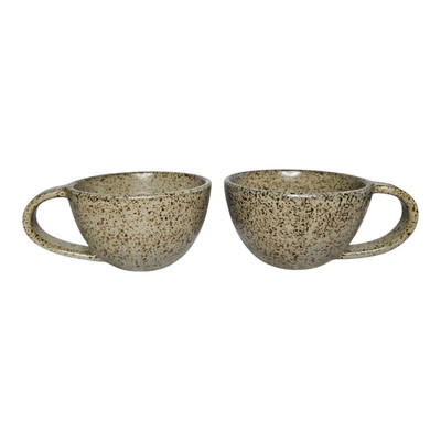 Art Pottery Coffee/Tea Mug/Cup Gray With Brown Speckles Marked On Bottom