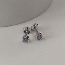 925 Sterling Silver Simulated Alexandrite Stud Earrings - June Birthstone