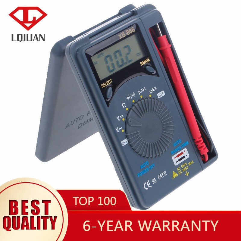 LCD Voltmeter Tester Tool Mini Auto Range AC/DC Pocket Digital Multimeter XB866