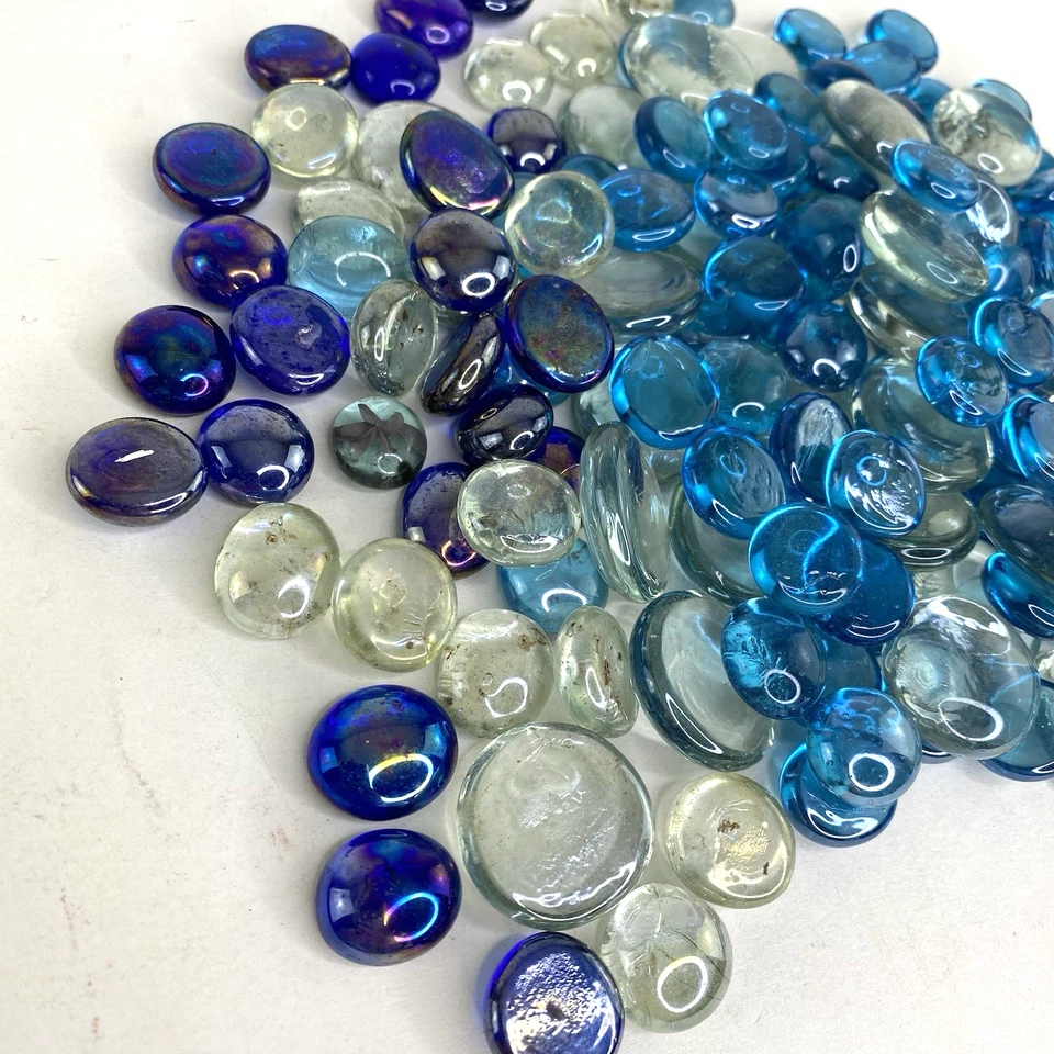 Florero de cuentas de vidrio decorativas multicolor relleno redondo plano 2 lb + tamaños mixtos Foto 4 de 4