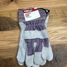 HYPER TOUGH Men s Size L Multipurpose Soft Cowhide Leather Work Gloves Grey
