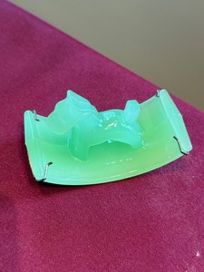 Houze Jadeite Glass Scottie Dog Ink Blotter Roller with Clips 