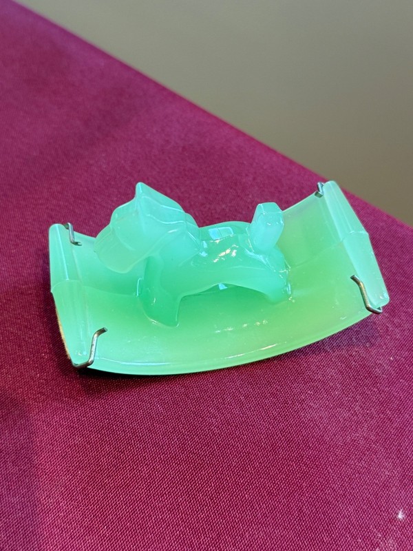 Houze Jadeite Glass Scottie Dog Ink Blotter Roller with Clips 