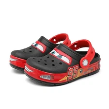 Black Red Kids Clog Crocs Cars Lightning McQueen Water-Friendly Slip-On Sandals
