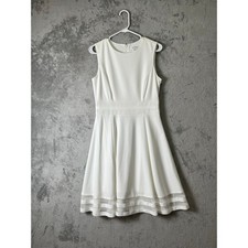 Calvin Klein White Fit  Flare Dress Sleeveless Bridal Shower Cocktail 8 New