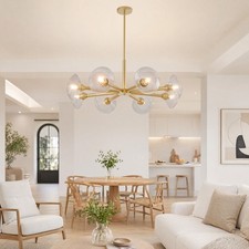 36 inch Modern Gold Sputnik LED Pendant Chandelier 8 Light Living Room Fixture