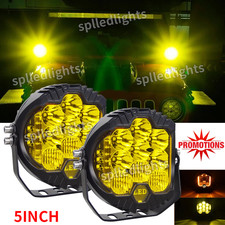 Pair 5inch 90W LED Work Light Bar Amber Yellow Pods Driving Spot Fog OffRoad SUV
