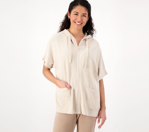 Barefoot Dreams Damen Top Gr. S CozyChic Ultra Lite Kurzarm Grau A599199
