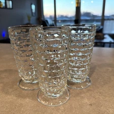 Indiana Glass Whitehall Colony  Clear Footed Iced Tea Glasses (3)