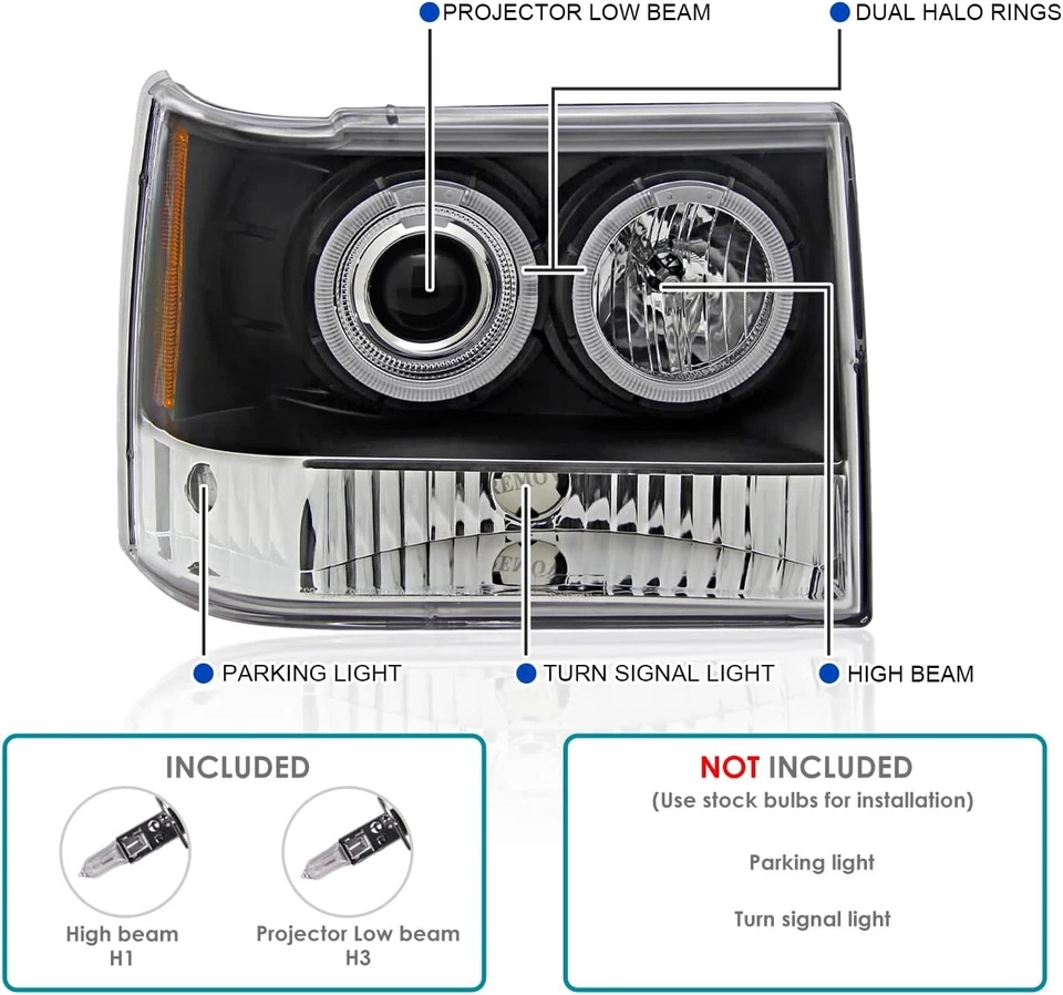 Faros proyectores negros conductor y pasajero para Jeep Grand Cherokee 1993-1998 Foto 3 de 4