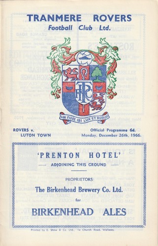 Tranmere Rovers v Luton Town, 26 December 1966, Division Four