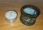 Antique Tiffany Studios Pen Wipe in Pine Needle Pattern with Mottled White Glass