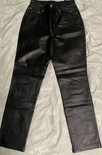 Vintage Newport News Women  s Black 100 Leather Pants Size 8