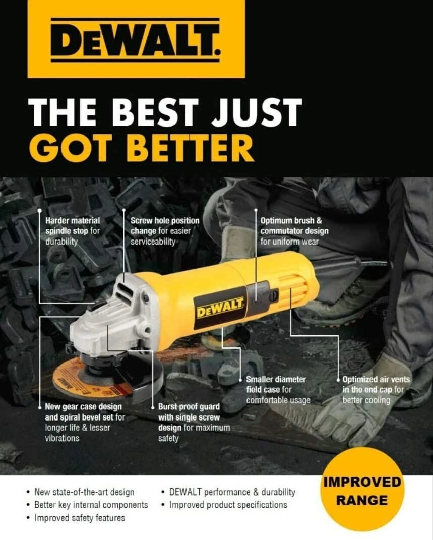 Dewalt 100mm 4 Inch 850W Angle Grinder Yellow DW801 220V ECs eBay