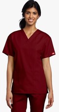 Dickies Scrubs Women  s Classic V-Neck Top Wine Size 2XL NWT