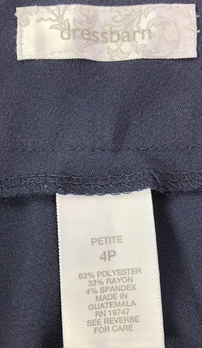Dress Barn Womens 4p Petite Dress Pants Pull On Stretch Navy