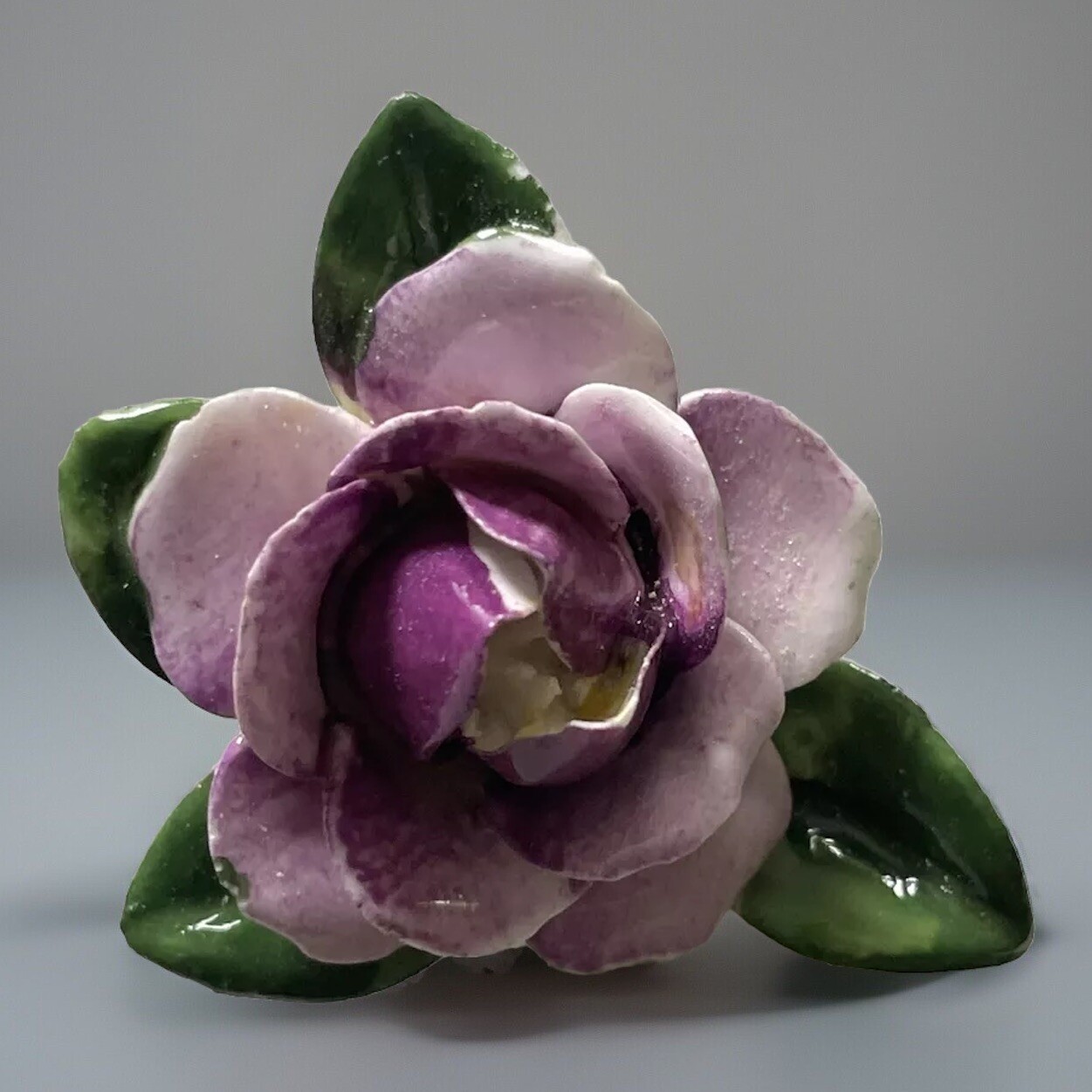 Vintage Royal Adderley Floral Bone China Purple Rose Brooch Pin Made in England