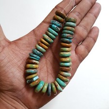 Natural Genuine Arizona Turquoise Polished Smooth Rondelle Gemstone Beads. PGCL1