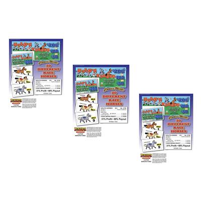 Pull Tab Ticket - Hard Card - Game - 3 Pack - Hold'n Horses 200 - 288 ct ea