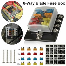 8 Way Auto Blade Fuse Box Block Holder LED Indicator for 12V 32V Car Marine Boat