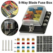 8 Way Auto Blade Fuse Box Block Holder LED Indicator for 12V 32V Car Marine Boat