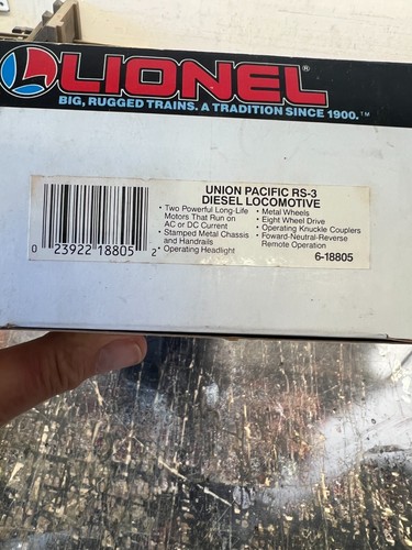 Lionel #6-18805 Union Pacific RS-3 Diesel Locomotive C7 Ex Cond Dual Motor - Picture 11 of 11