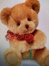 Russ Berrie Brown Bear / Red Rose  bonus