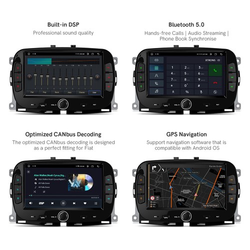 CAM+ 8-Core Android 14 64G Car Stereo GPS Radio CarPlay 4G WIFI SWC For Fiat 500 - Picture 10 of 12