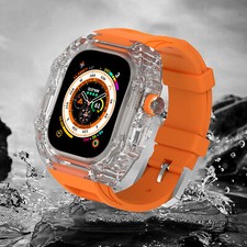 Orange Mod Kit Transparent Case Rubber Strap For Apple Watch Ultra 49mm