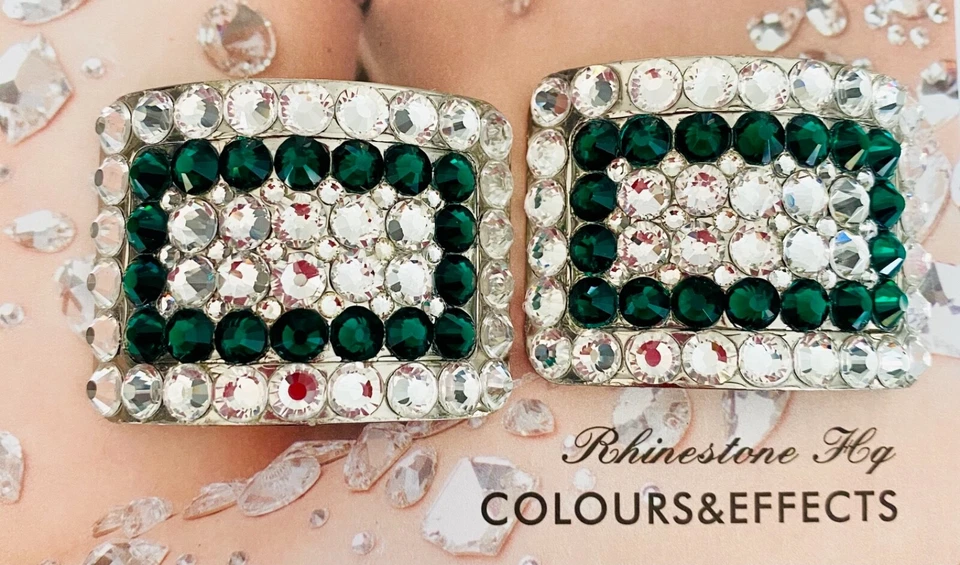 RHINESTONE HQ Irish Dance Heavy Shoe Buckles Sale! Clear and emerald green
