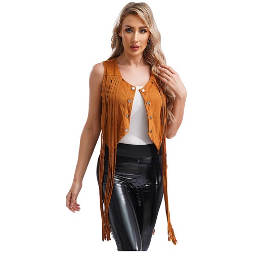 Ladies Tassels Fringe Sleeveless Vest Cardigan Waistcoat Jacket Outwear AU - Picture 86 of 161