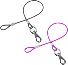 Chew Proof Dog Leash,2Pack Extension Metal Cable Lead,No Tangle Dual Dog Leas...
