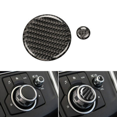 Kohlefaser Center Control Multimedia Volume Button Cover For Mazda 3 6 CX-5 CX-9