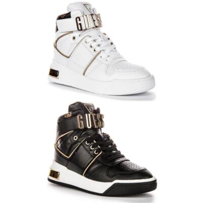 Guess Flpcr3Fal12 Corten High Top Gold Logo White Gold Women Sneaker US  10