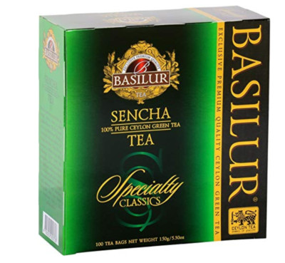 Basilur Sencha Grüner Tee 100 Beutel 150g   Ceylon Premium Grüntee Teebeutel
