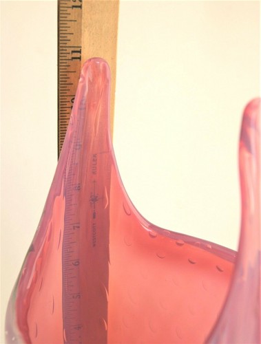 Fratelli Toso Murano Italian Art Glass Opal Pink Controlled Bubbles Flower Vase - Picture 4 of 9