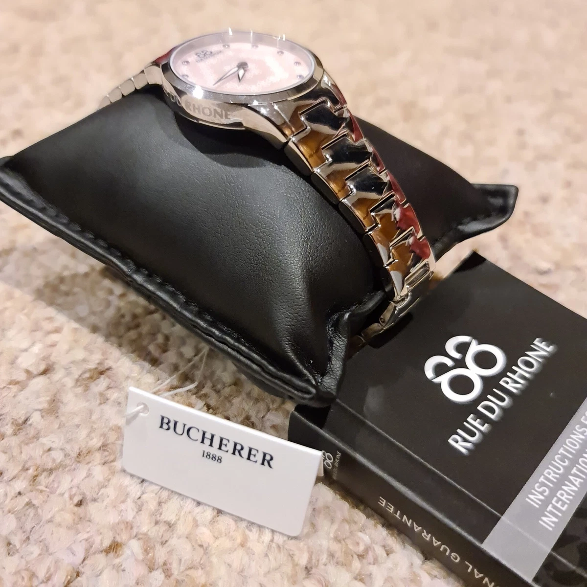 88 Rue Du Rhone Rive Pink Pearl Dial Ladies Luxury Watch Sapphire