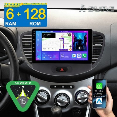 8 Core  6+128G Android 15 Autoradio CarPlay WIFI RDS Für Hyundai I10 2007-2013